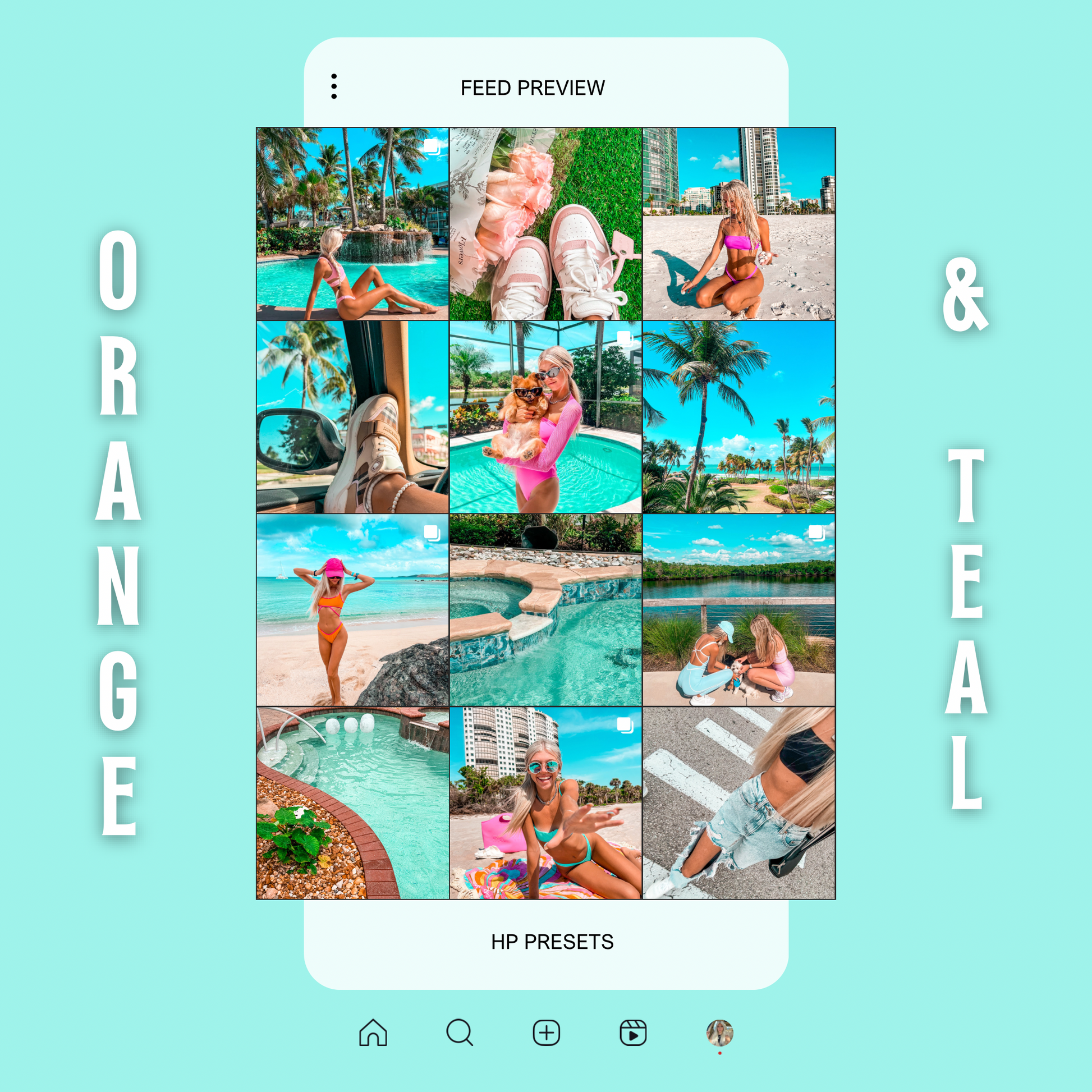 Orange & Teal Preset Instagram Feed Preview